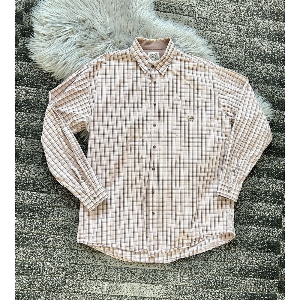 Cinch Western Wear Men's Burgundy/Brown‎ Button Up Dress Shirt Size Large Cowboy